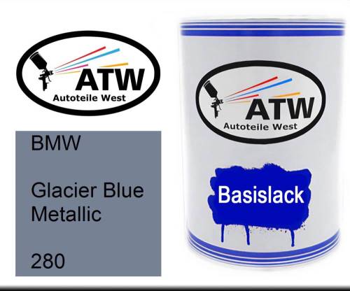 BMW, Glacier Blue Metallic, 280: 500ml Lackdose, von ATW Autoteile West.